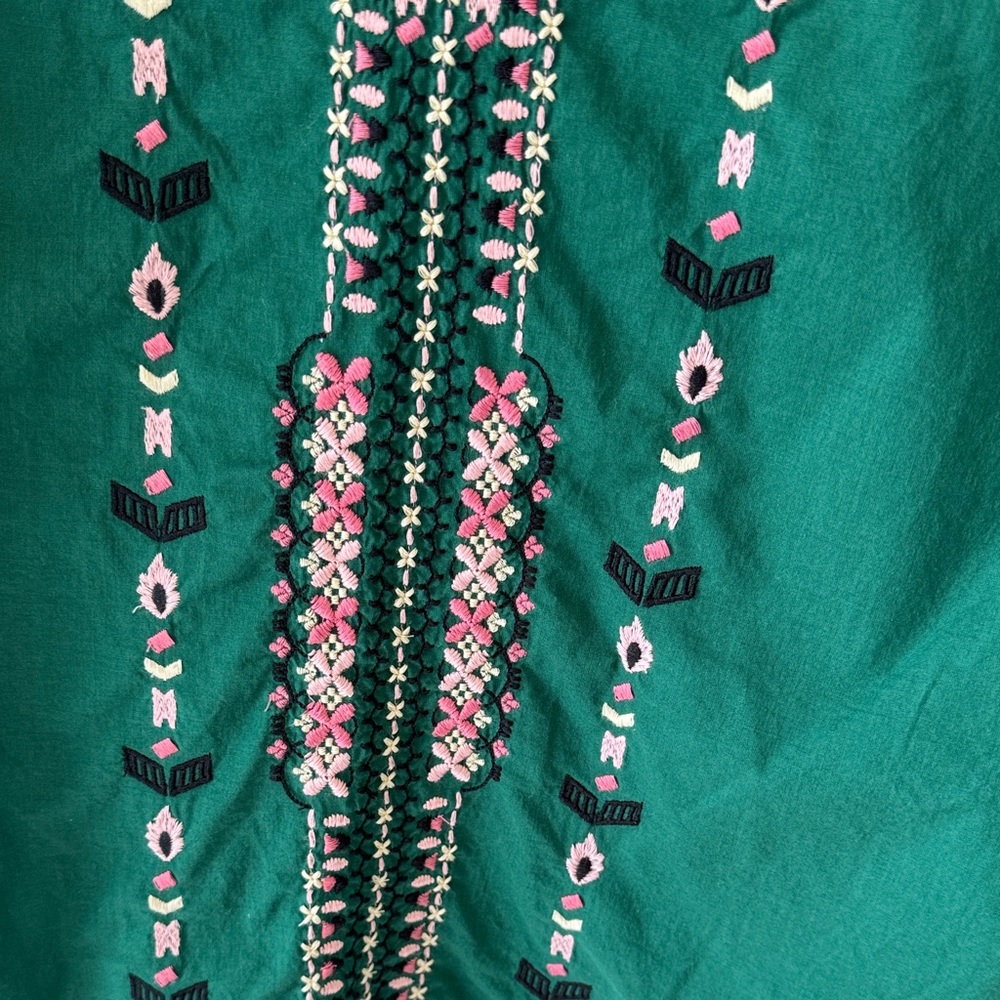 J. Jill Embroidered Green Floral Women's Tunic Top - Picture 5 of 11
